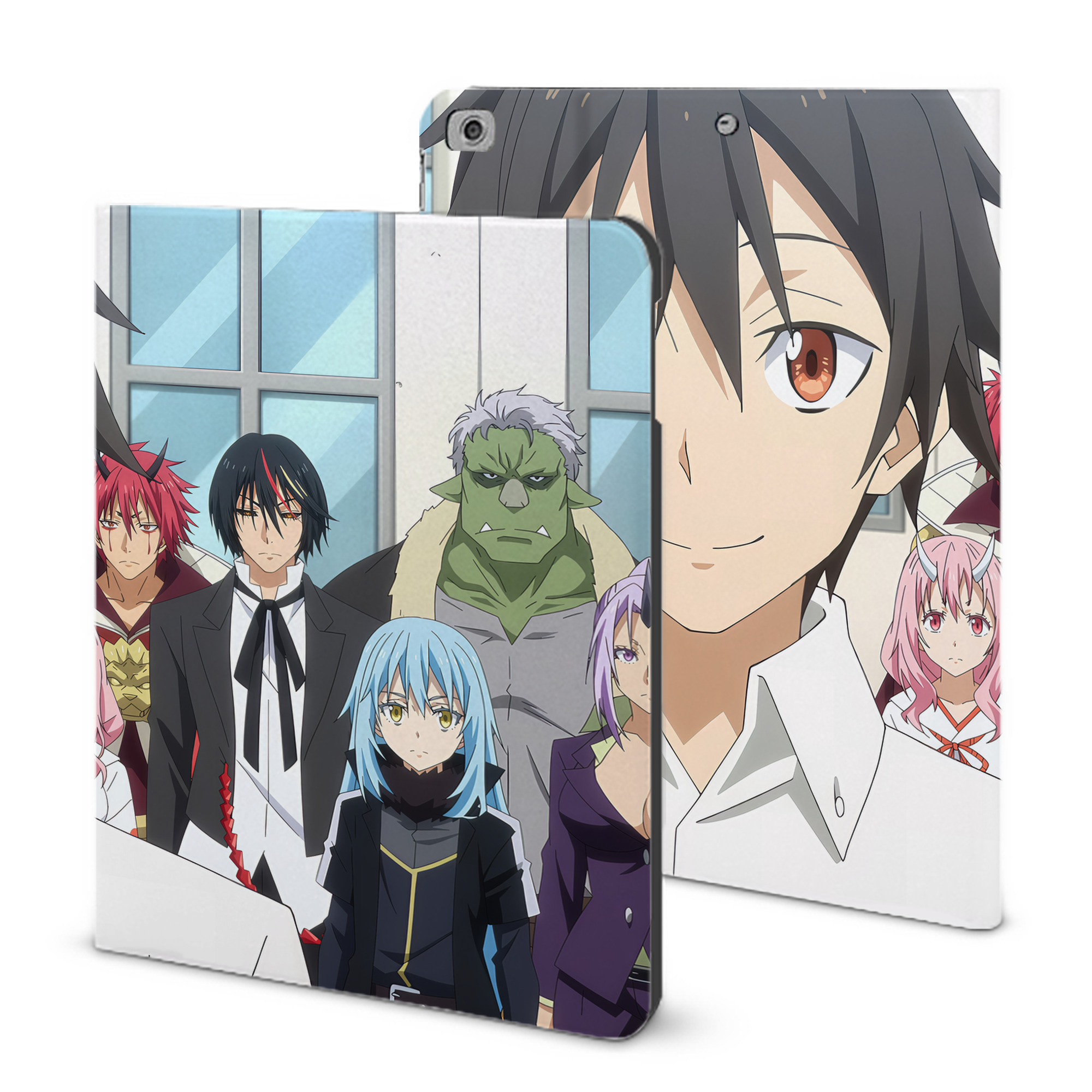 （画像用） 転スラ Regarding Reincarnated to Slime IPad ケース ブック型 PUレザー TPU 耐衝撃 軽量 薄型 ペン収納なし 全面保護 IPad 各モデル対応